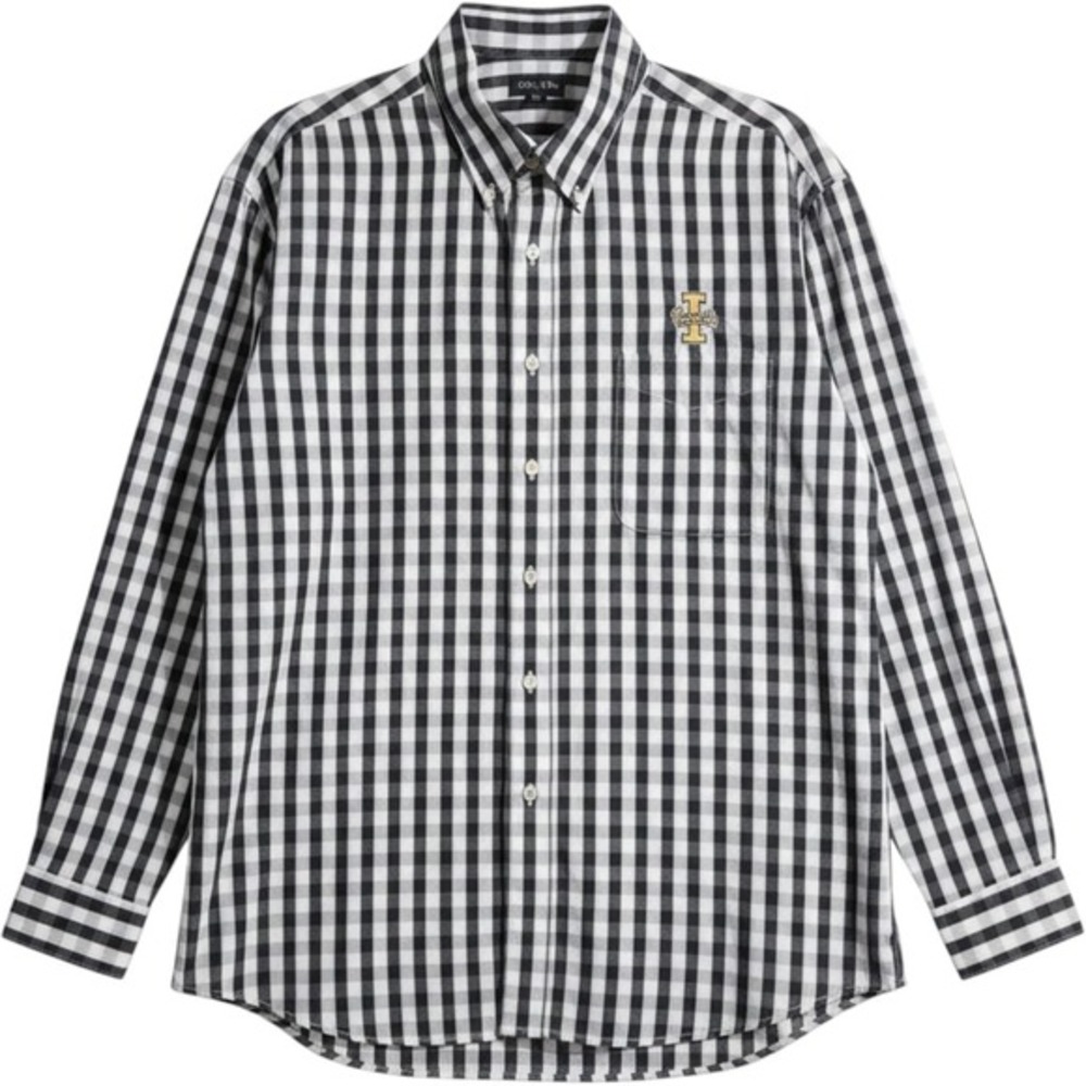 Antigua Mens‎ 2XL Black White Gingham Button Down Shirt Vandal Logo Long Sleeve